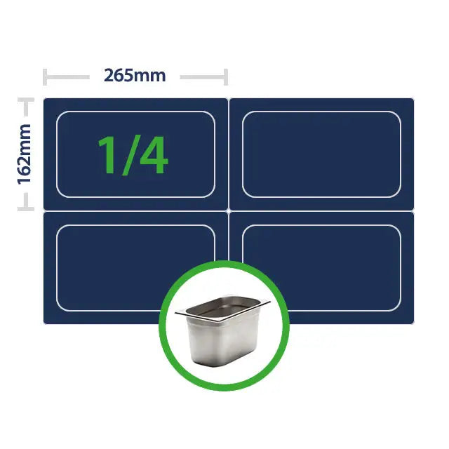 Stainless steel gastronorm tray with rounded corners and Easyliners tray liner