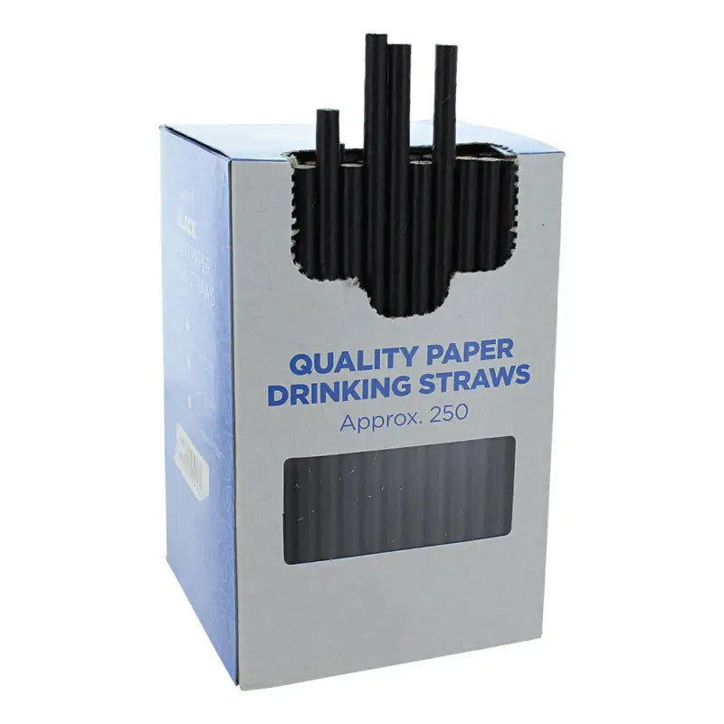 Box of Black Paper Cocktail Straws, eco-friendly paper cocktail straws for drinks