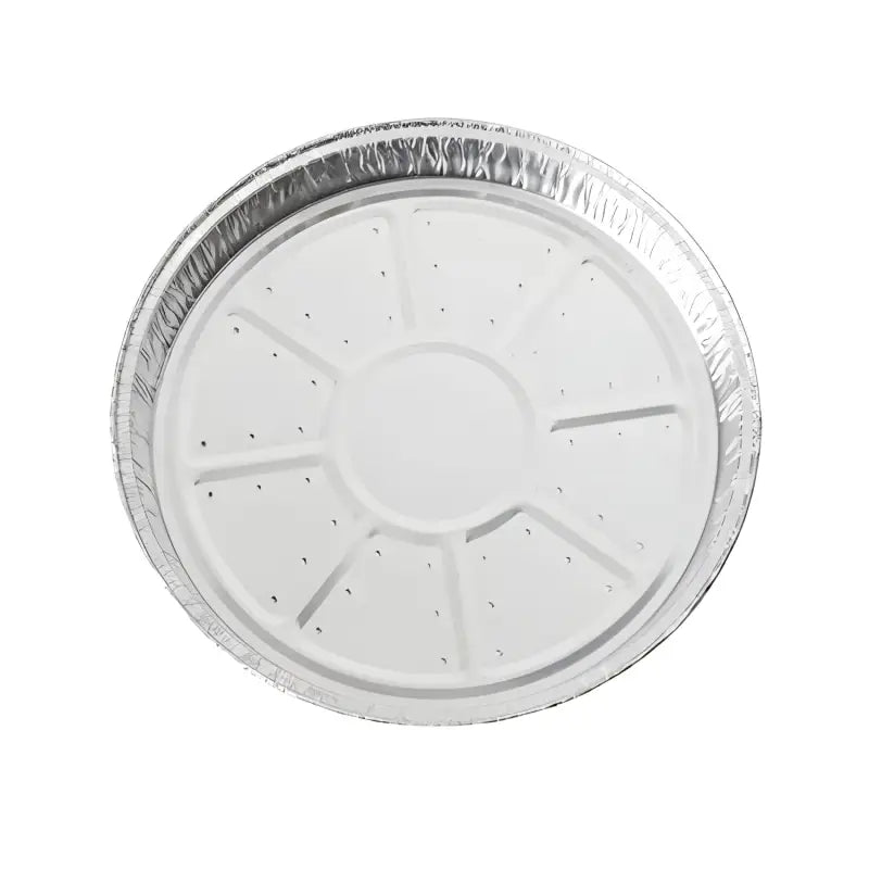 Circular aluminum foil pan with ridged edge ideal for baking large foil dishes