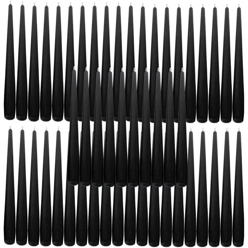 Black plastic hair clips arranged in rows near Taper Dinner Candles for elegant decor