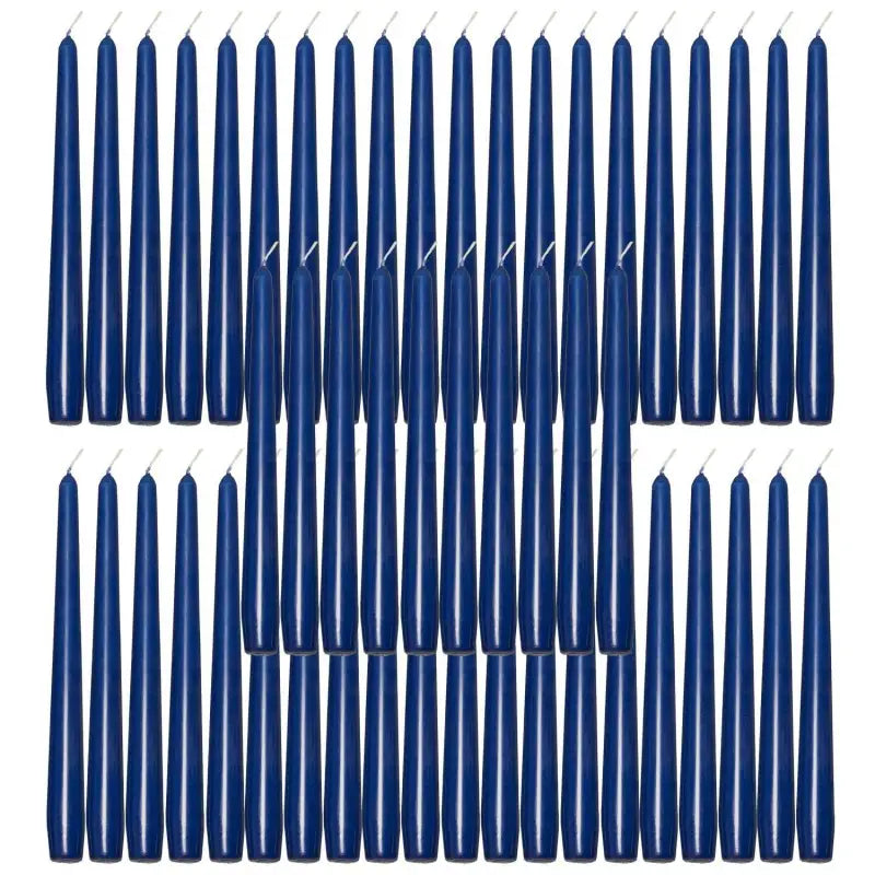 Blue taper candles in rows, perfect for elegant dining with 9’’ Taper Dinner Candles