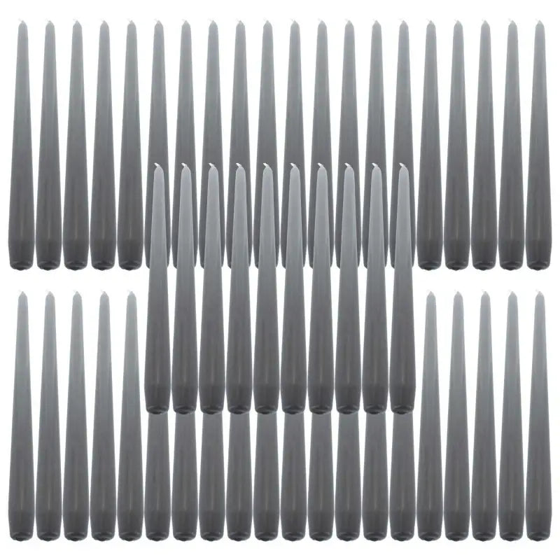 Collection of gray tapered plastic rods for 9 inch taper dinner candles 7 hour use