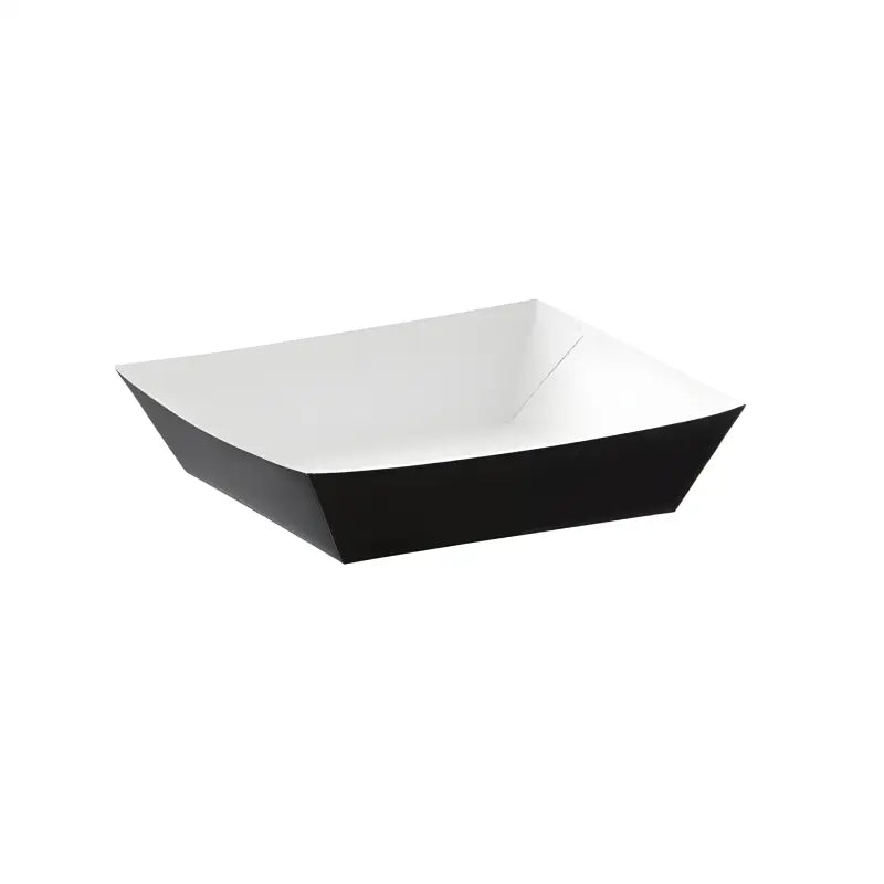 Black and white food tray with curved edges from Black Cardboard Deli Supplies