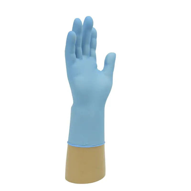 Light blue nitrile powder free glove with tan cuff from Blue Nitrile Powder Free Disposable Glove Shield GD19