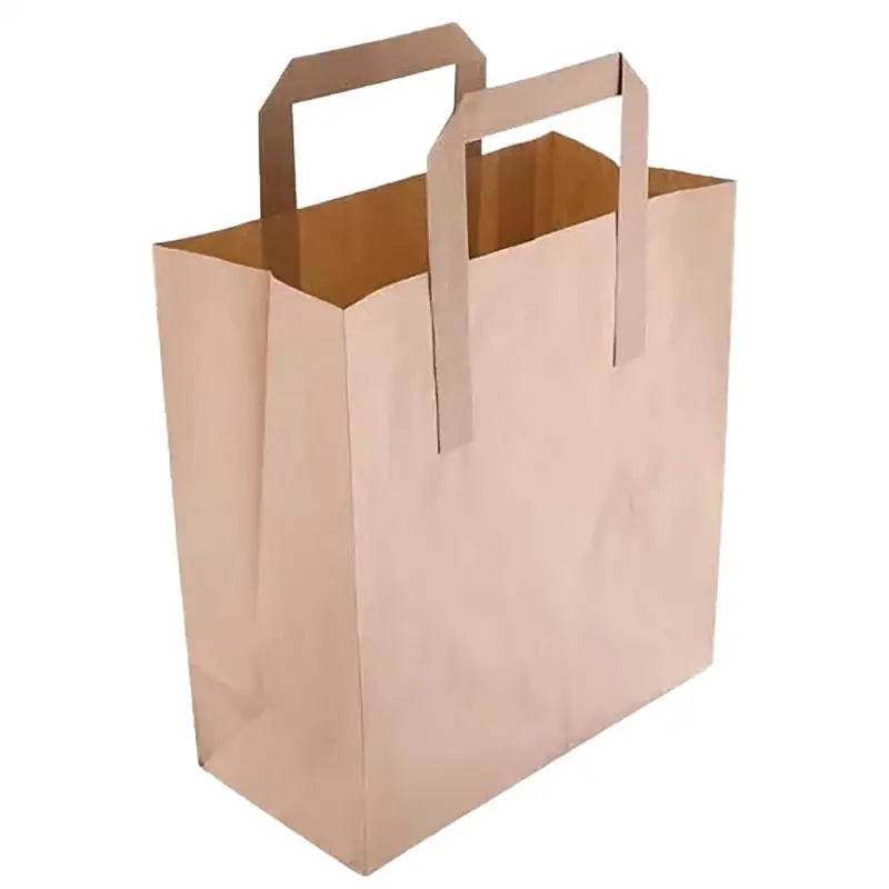 Brown paper shopping bag with handles for SOS Tape Handle Carrier Bags