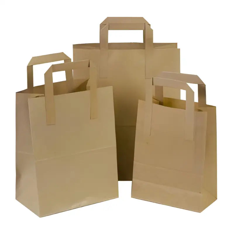 Brown Paper SOS Tape Handle Carrier Bags with durable tape handle design