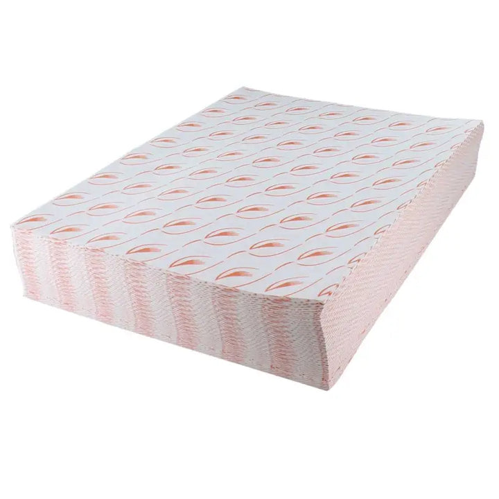 Stack of pink patterned tissue paper for Burger Wrap Greaseproof Paper products