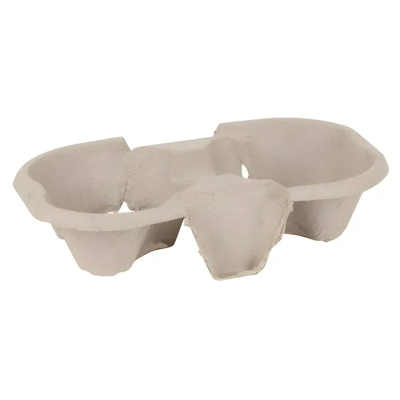 Molded fiber cardboard cup holder with three compartments for beverage transport