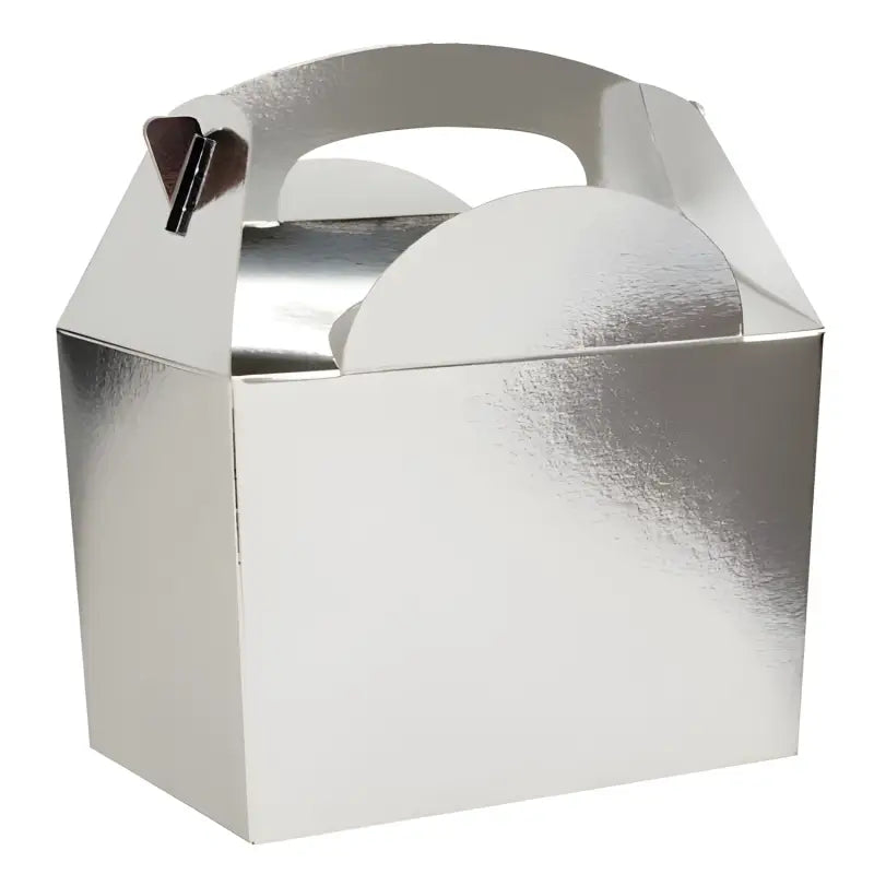 Silver design cardboard gable box with handle for meal party box and festive events