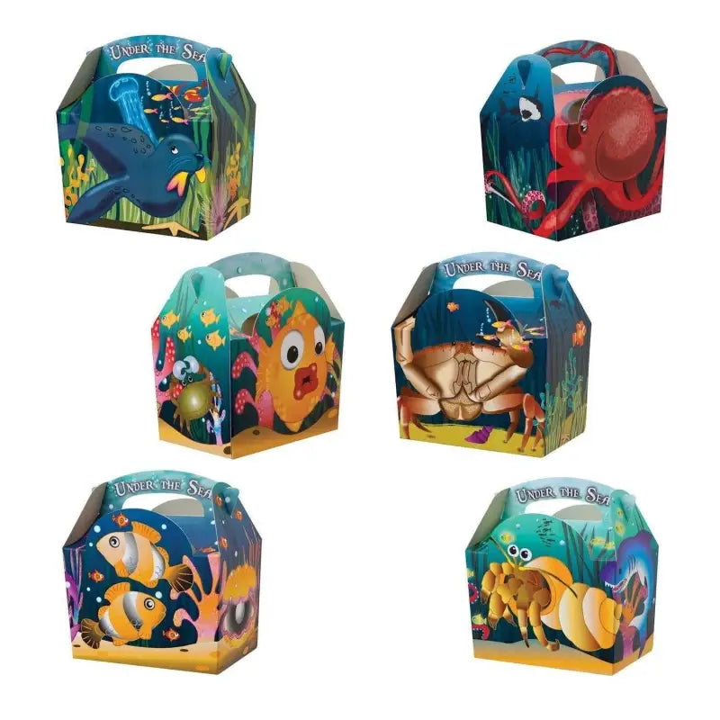 Colorful Under The Sea Meal Box with vibrant cardboard party favor designs