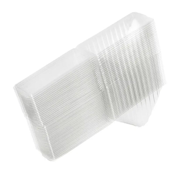 Stack of clear plastic disposable containers for clear hinged sandwich wedges UK