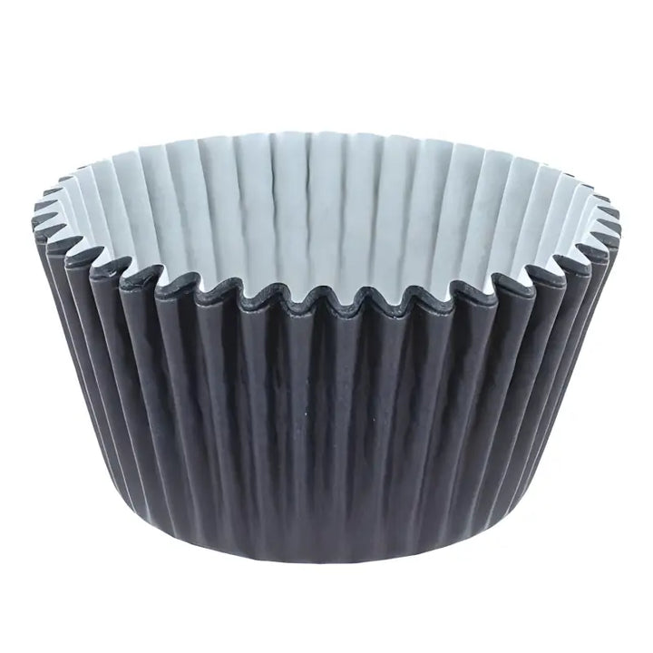 Black paper cupcake liner with pleated sides for stylish cupcake cases UK supplies