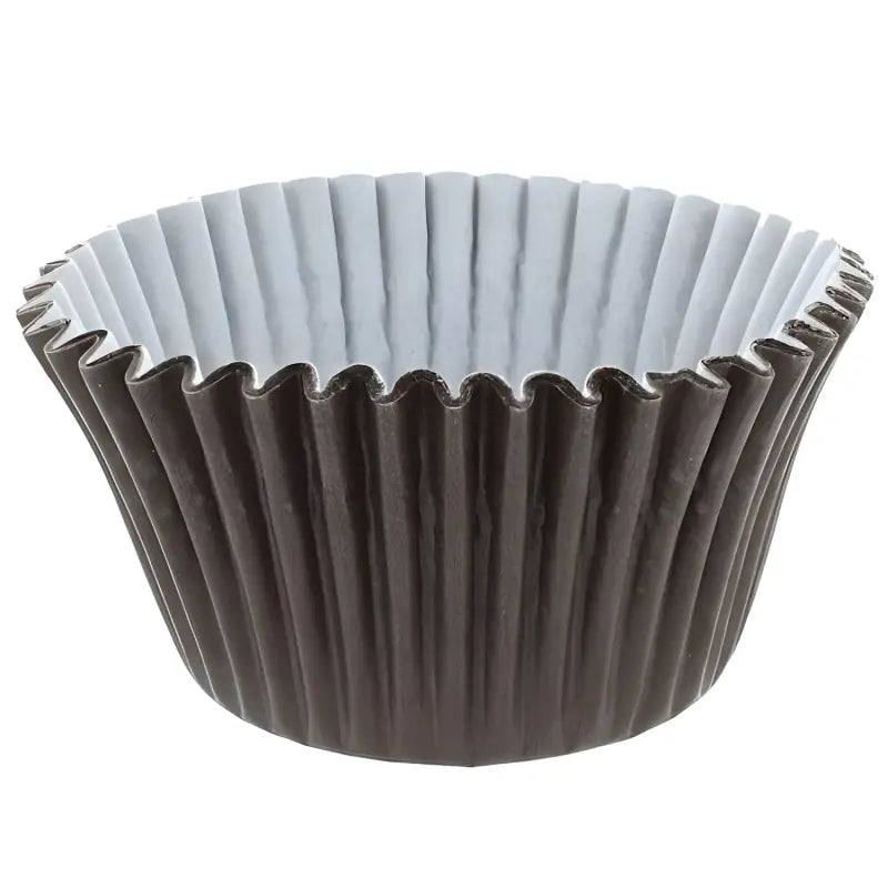 Pleated paper cupcake liner with brown exterior and white interior for cupcake cases