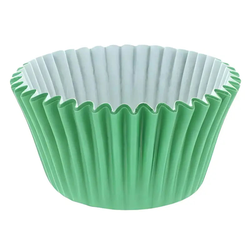 Green and white pleated cupcake cases for baking, ideal deli supplies cupcake use