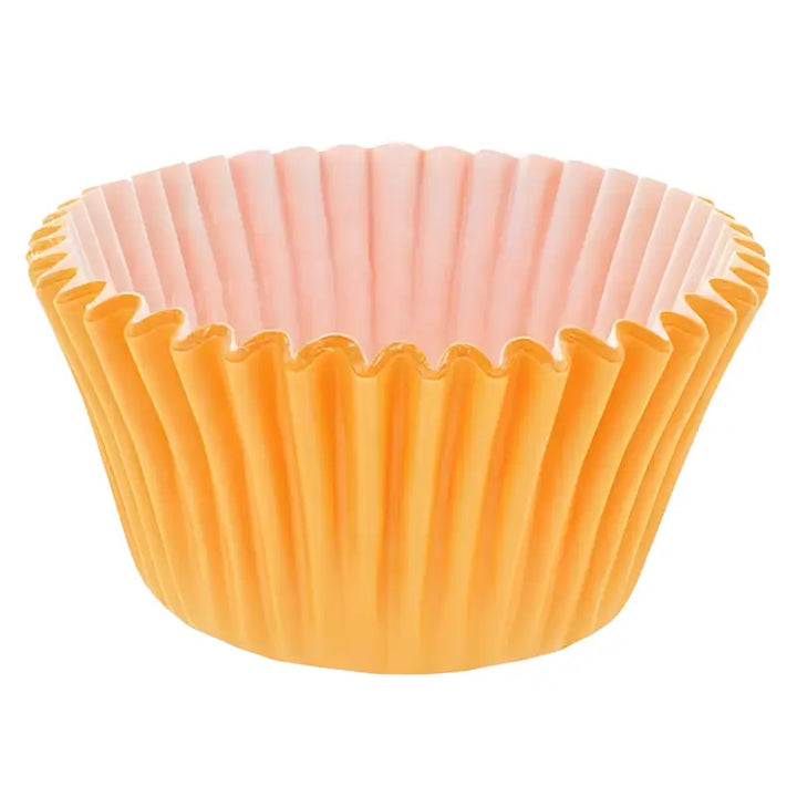 Yellow cupcake cases with pink interior, perfect for deli supplies cupcake presentations