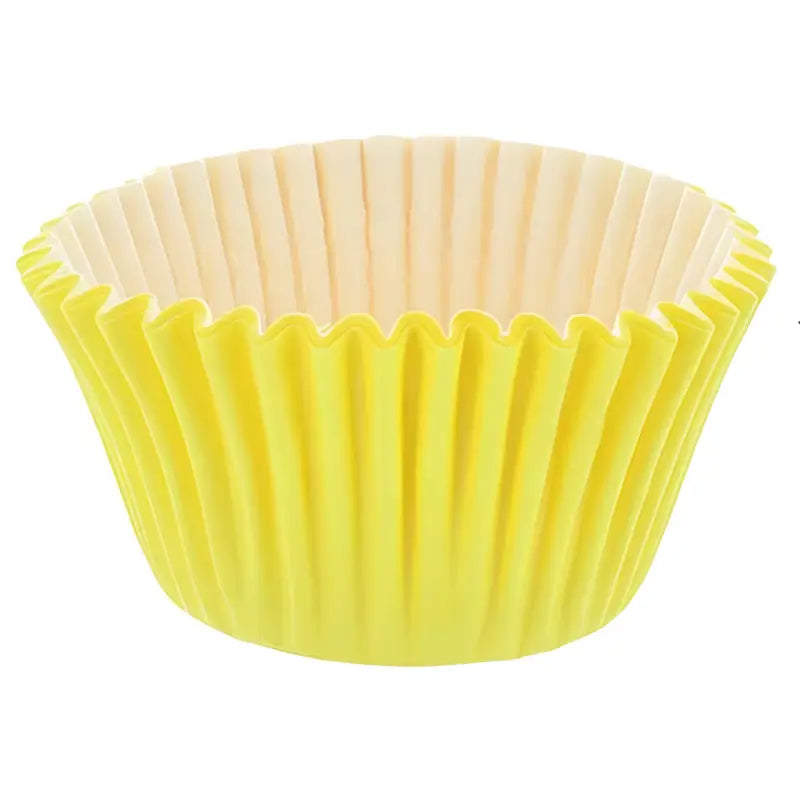 Yellow paper cupcake liner with pleated sides for high-quality cupcake cases