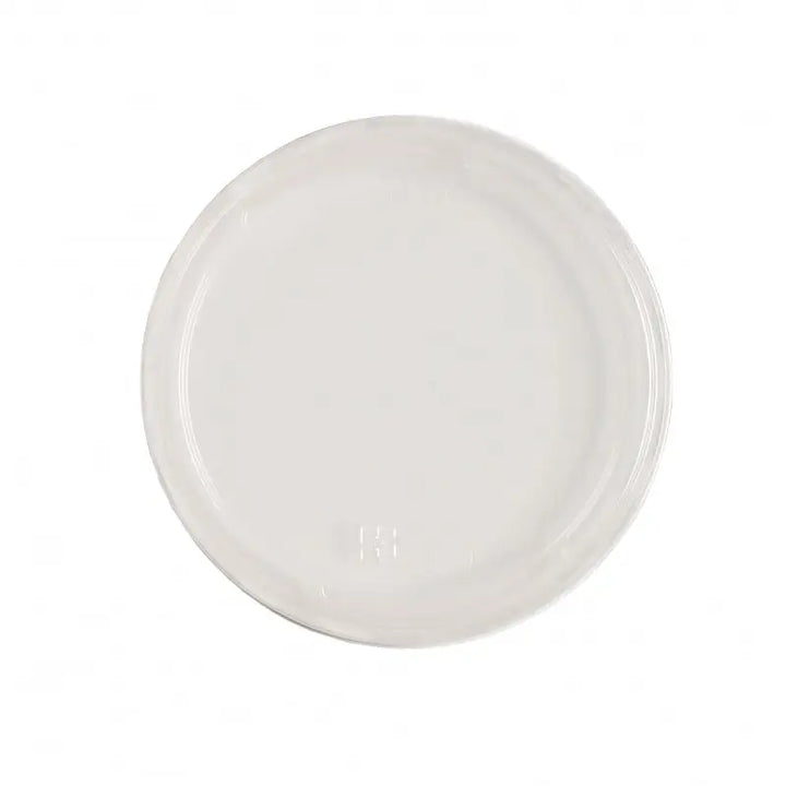 White ceramic dinner plate with simple round design for Deli Gourmet Containers