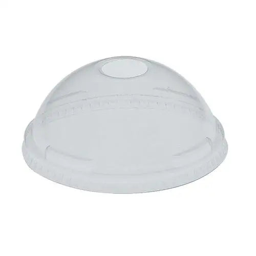 Clear plastic dome lid with hole for 9oz smoothie cup, fits 9oz dome lids seamlessly