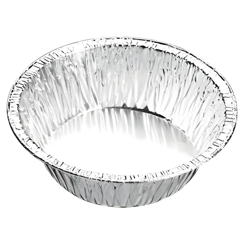 Disposable aluminum foil container with fluted edges for baking and serving delicious pies