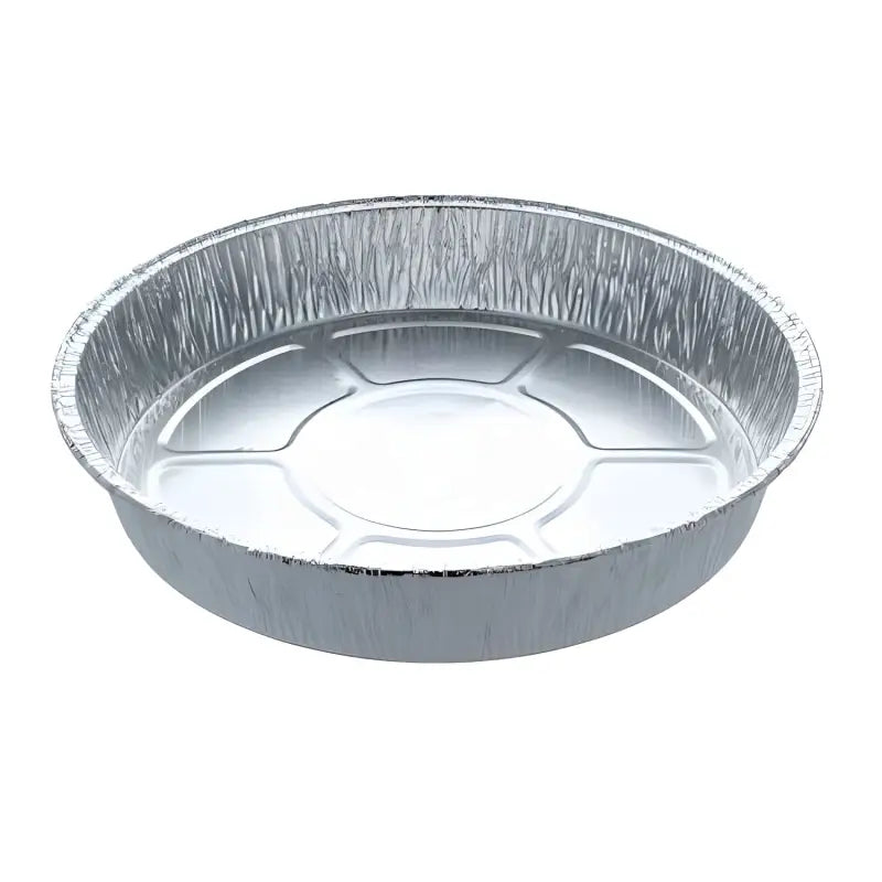 Large round foil container with ridged edges, ideal for flan or baking needs