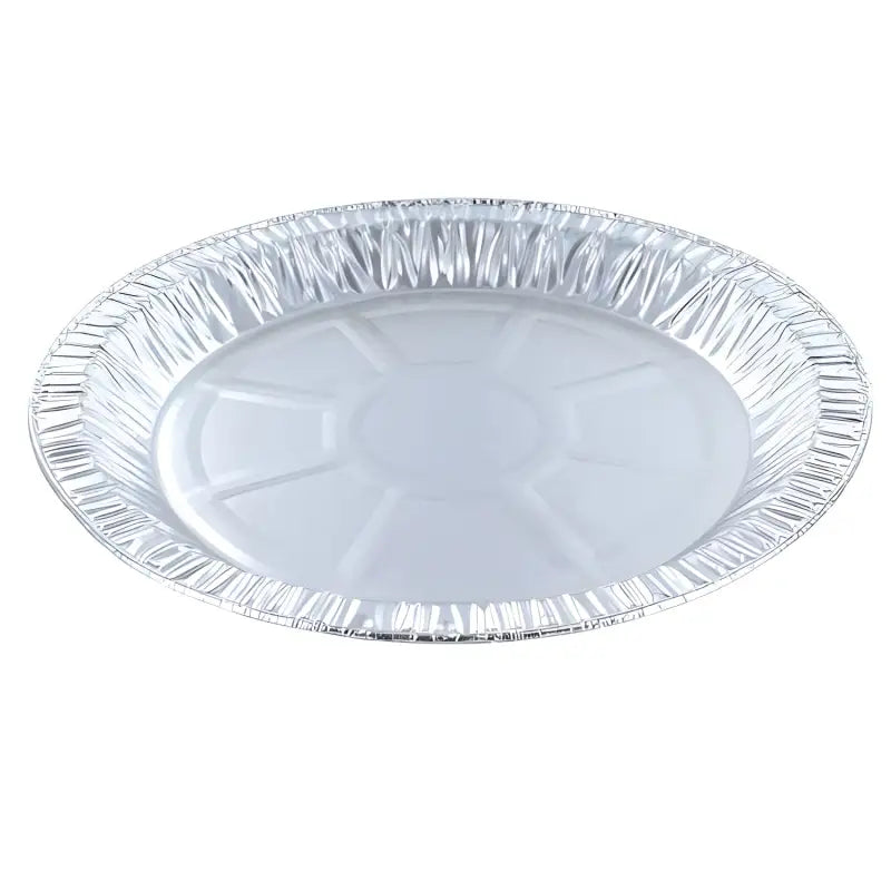 Disposable aluminum foil container with rolled edge and cartwheel base for baking pies