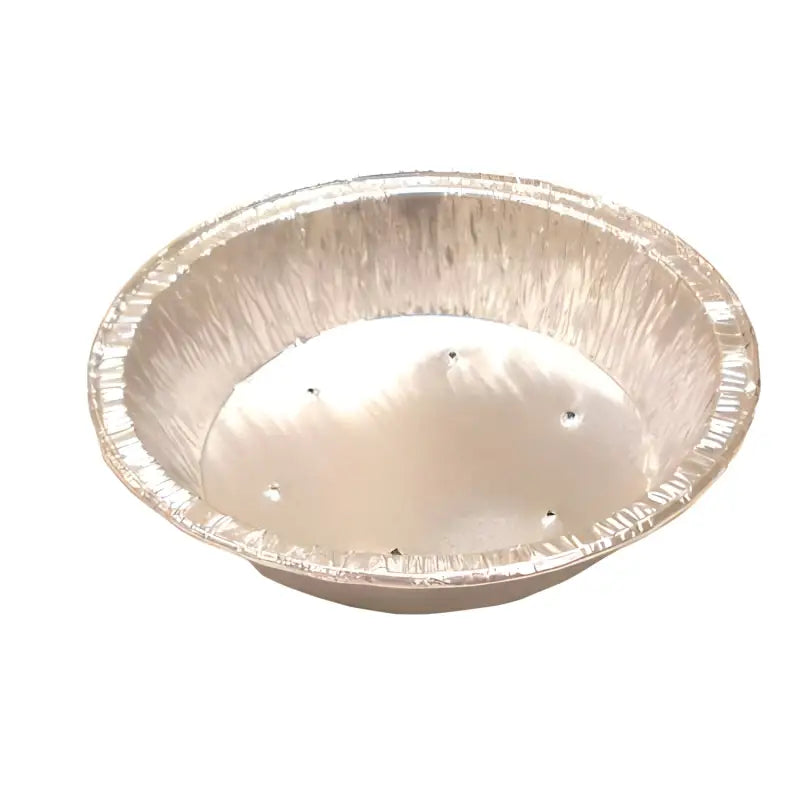 Disposable aluminum foil container with rolled edge and lanced base for baking