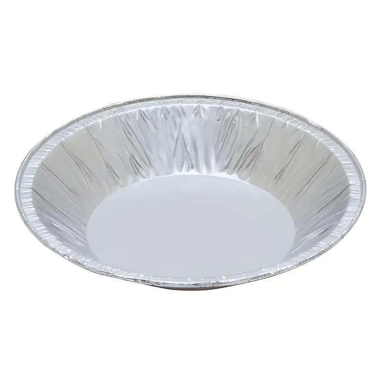 Disposable aluminum foil container with rolled edge and plain base for baking and serving