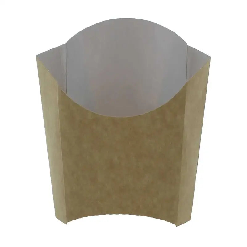 Empty cardboard French fry container for Kraft Deli Supplies food chip scoop