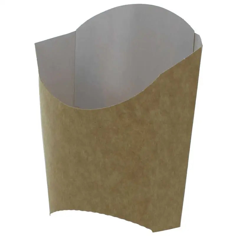 Empty cardboard French fry container for deli supplies and food chip serving