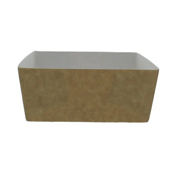 Rectangular Kraft Cardboard Deli Food Pie Tray with tan bottom and white top