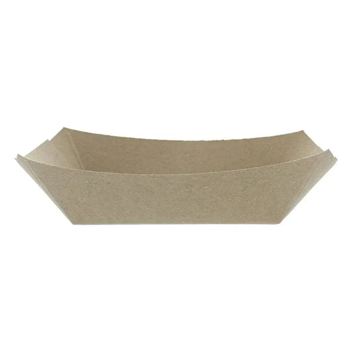 Beige Kraft Cardboard Deli food tray with upturned edges for serving snacks and chips