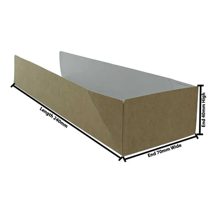 Rectangular furniture cover with dimensions for Kraft Cardboard Open Ended Hot Dog Tray