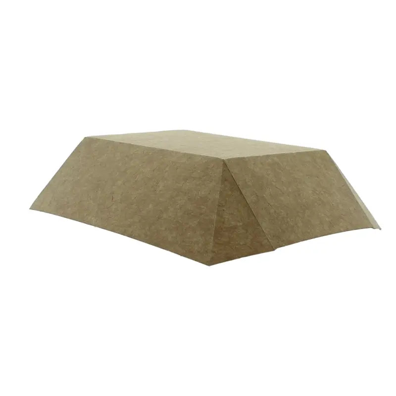 Geometric tan tent structure showcasing Kraft Food Chip Tray for deli supplies