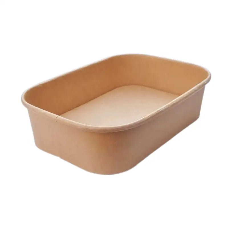 Kraft Food Container Box Rectangle with Lids, beige plastic container with rounded corners