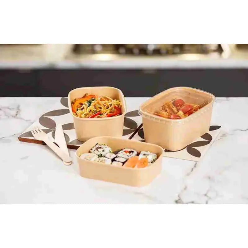 Eco-friendly Kraft Food Container Box with Meals, Sustainable Takeout Solutions