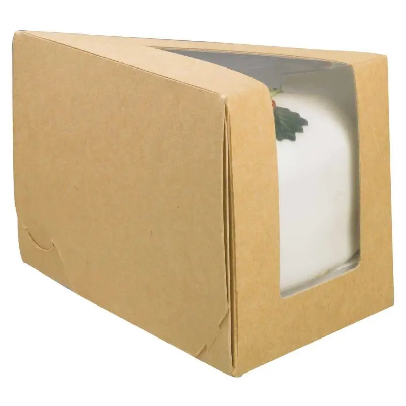 Cardboard box with a window showcasing the Kraft Piece Of Cake Wedge inside