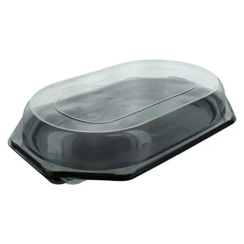 Large Octagonal Sandwich Platter Base with clear lid in a plastic food container