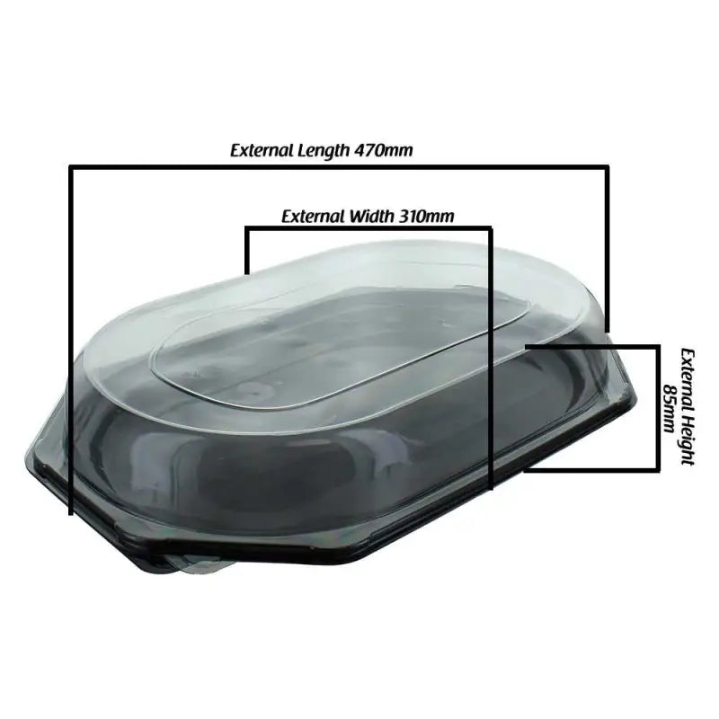 Clear plastic dome lid dimensions for Large Octagonal Sandwich Platter Base