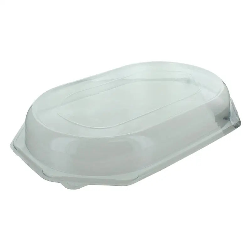 Translucent plastic large octagonal sandwich platter base with lid for food storage