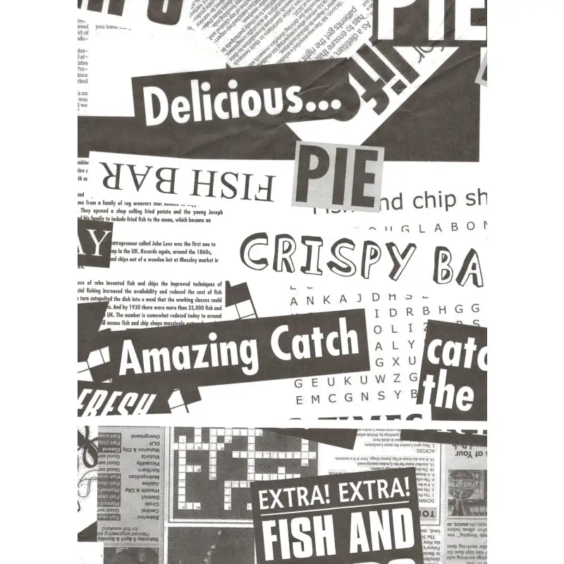 Collage of food-related clippings on News Print Greaseproof Paper 250mm x 345mm