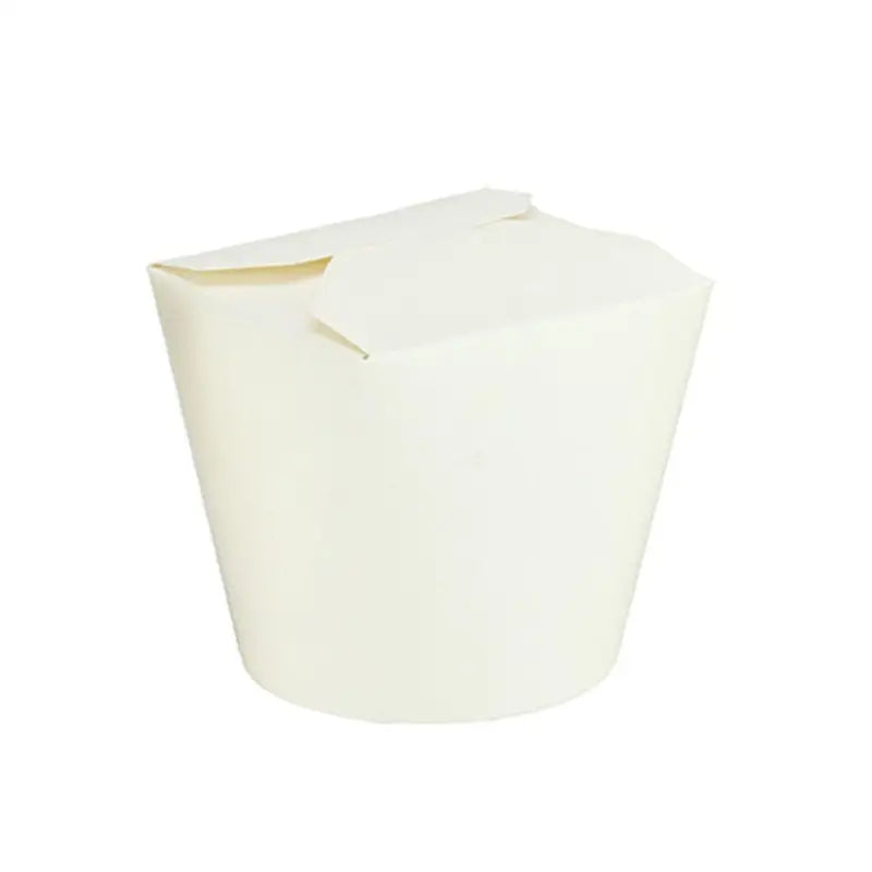 White takeout food container with folded top for 16oz & 26oz noodle boxes