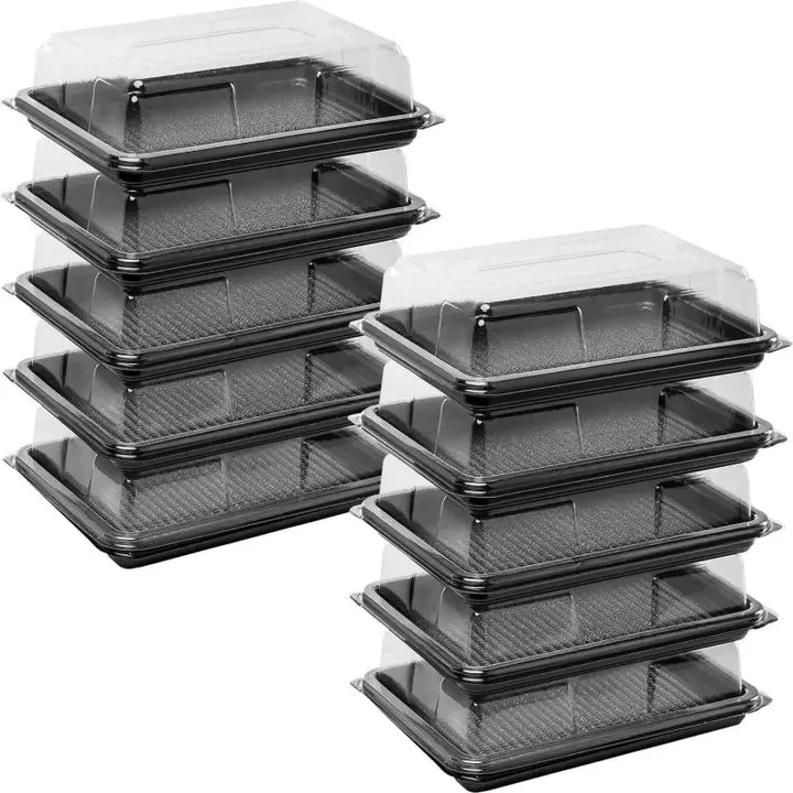 Stack of Premium Mini Sandwich Platter Bases & Lids, food grade plastic containers