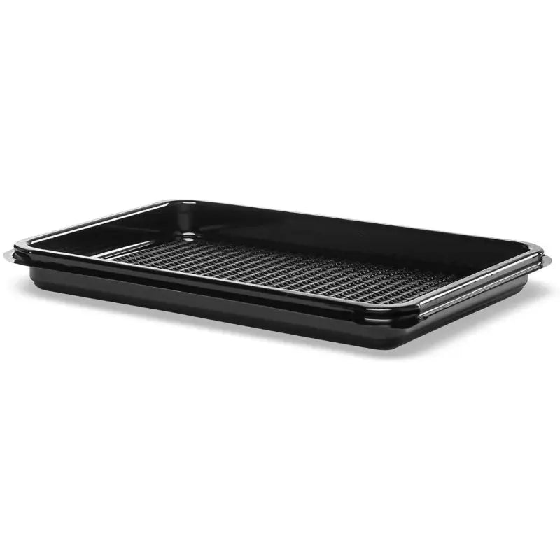 Black plastic food tray with textured bottom for Premium Mini Sandwich Platter Base