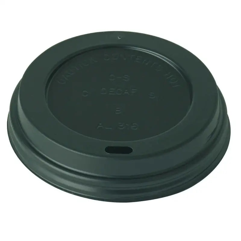 Dark green plastic lid for disposable coffee cups, ideal deli supplies for 10oz cups