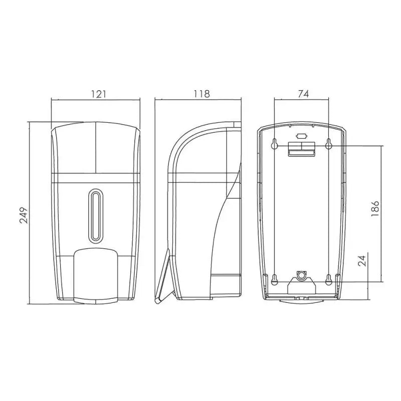 Technical drawing of Soap Dispenser 1 Litre Halo for pump soap by Deli Supplies UK