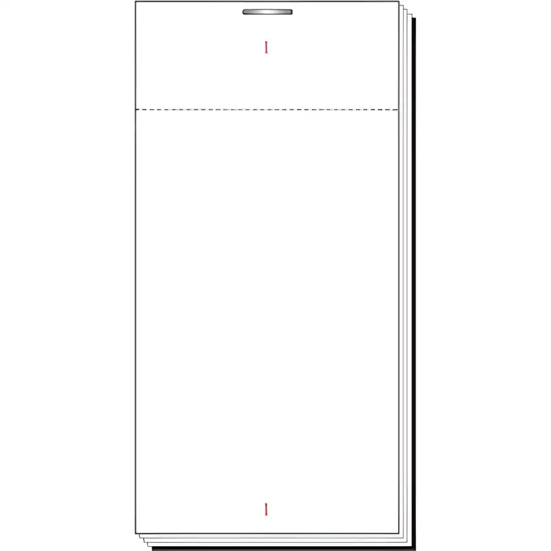 Blank ticket template with perforated line on Style 12 Single Sheet Check Pad