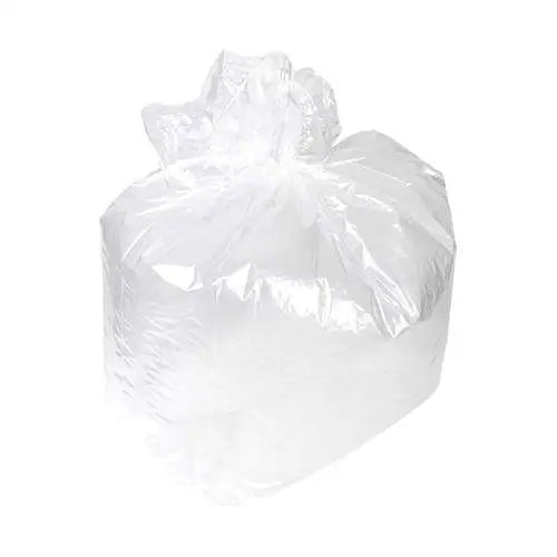 White plastic garbage bag tied at the top for White Pedal Bin Liners 11x17x18 inches