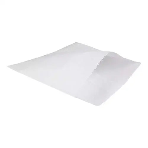 White Sulphite strung napkin with serrated edge for flat and baguette bags