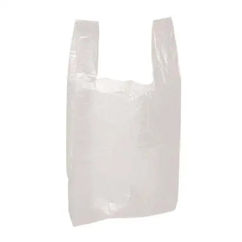 White plastic shopping bag with handles for White Vest Carriers usage