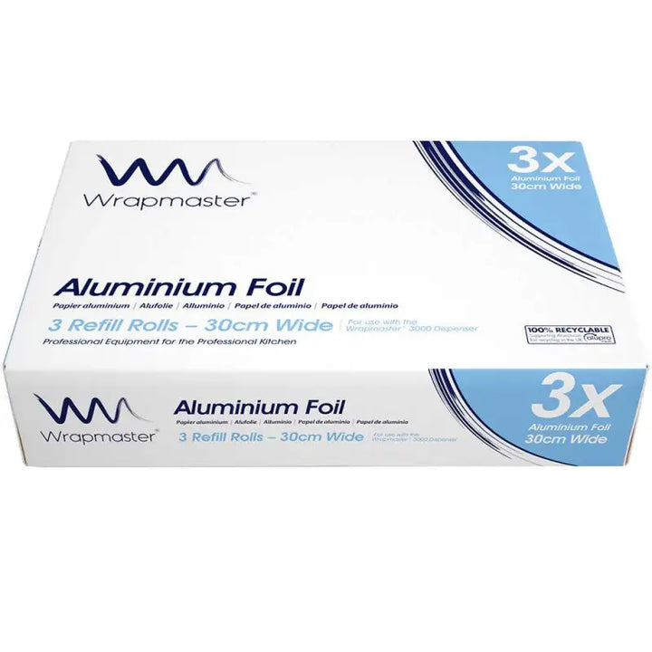 Box of Wrapmaster Aluminium Foil 24C54 Refill Rolls, 30cm wide, 90m long